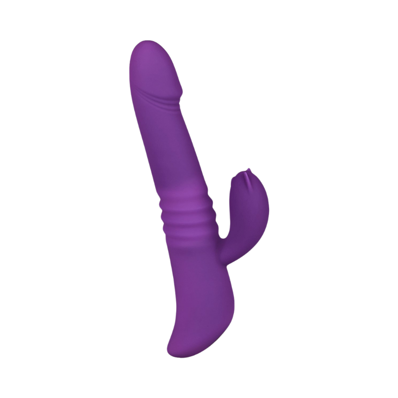 Purple dual rabbit vibrator on transparent background
